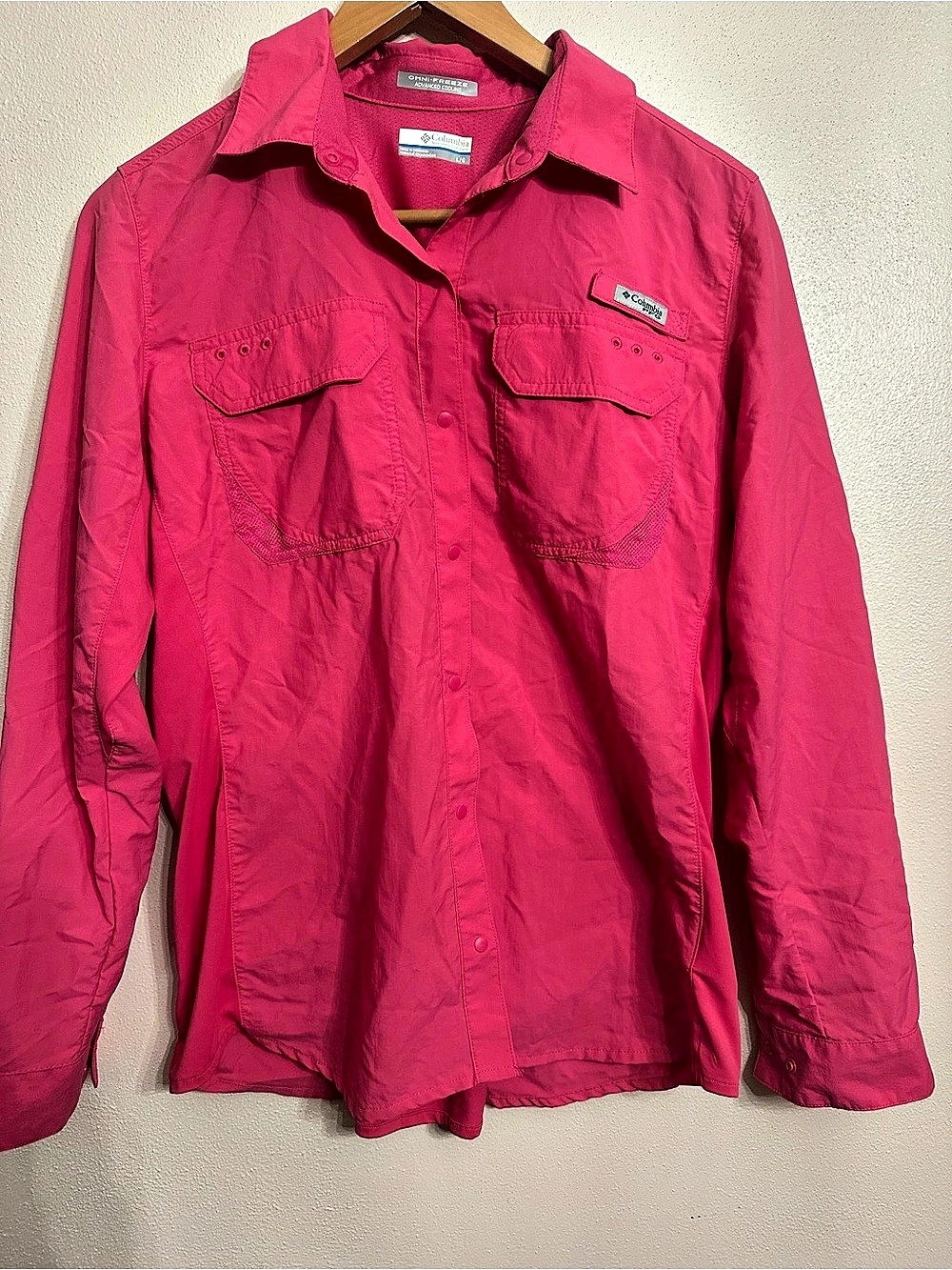 Columbia Utility Button-Up Shirt Pink L